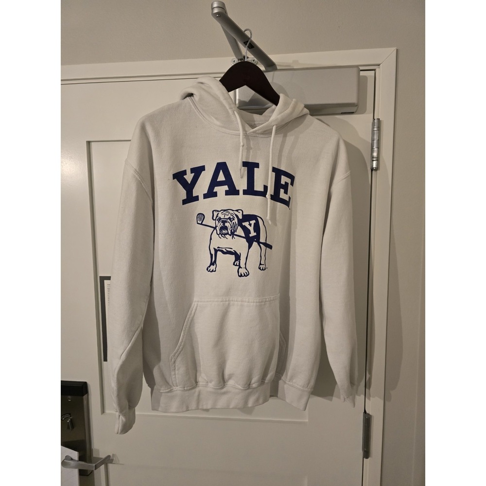 Yale Bulldogs Hoodie Sweatshirt Mens Medium White‎ NCAA College Pullover Bulldog